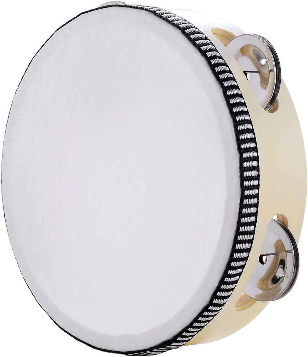 Wooden Tamborine with Single Row Metal Jingles